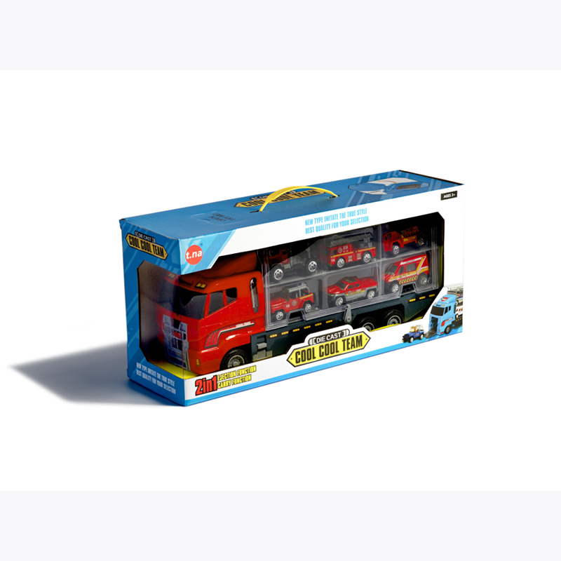 Transportér kamión so 6 kovovými hasičskými autíčkami