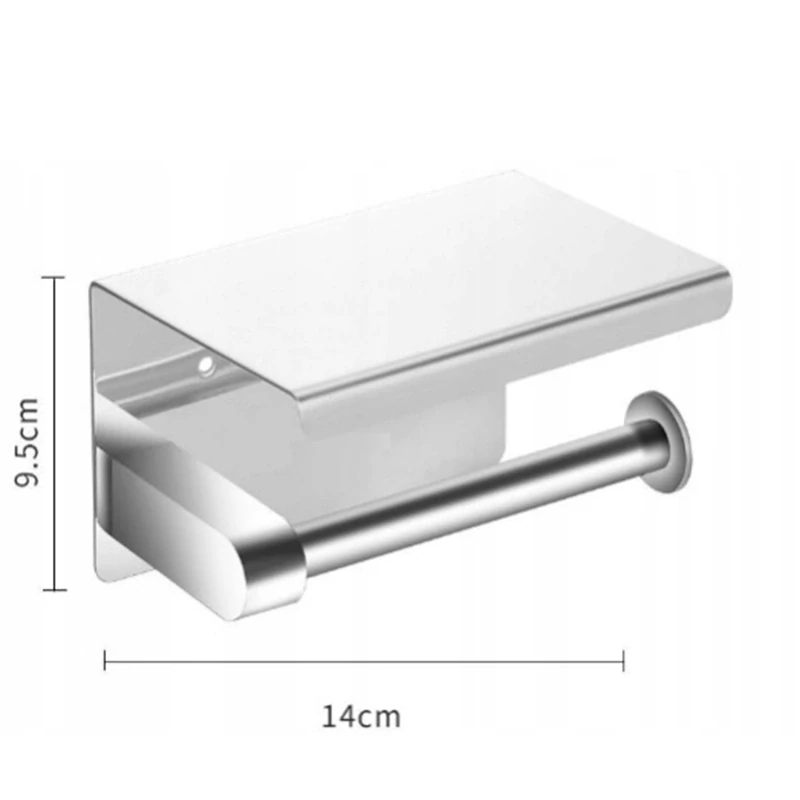 Držiak na toaletný papier s poličkou kovový strieborný