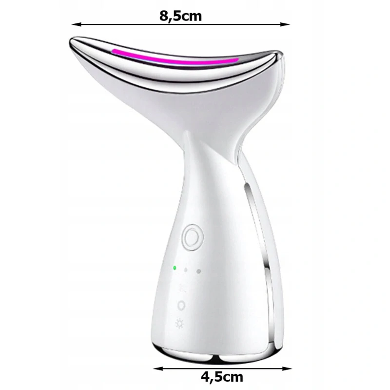 Ultrazvukový relaxačný masážny prístroj na krk a tvár EMS lifting 3v1 biely