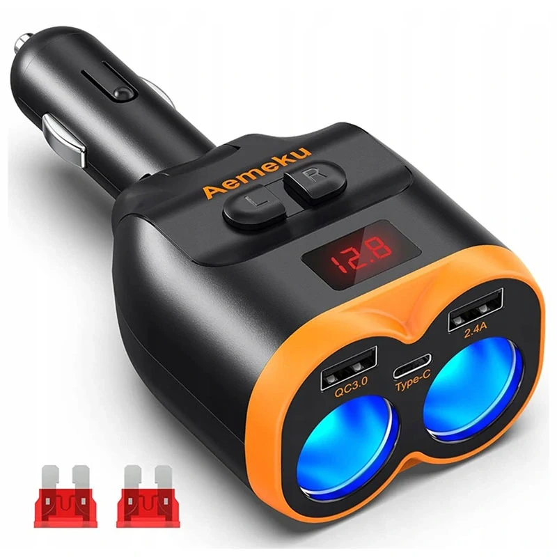 Rozdeľovač autozásuvky 12-24V 2xUSB-A 1xUSB-C 80W