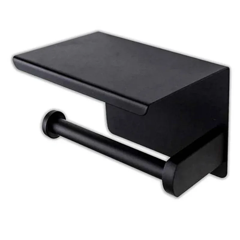 Nástenný držiak na toaletný papier s poličkou kovový