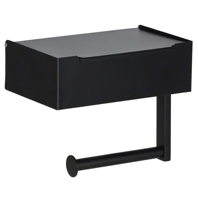 Nástenný držiak na toaletný papier so skrinkou kovový