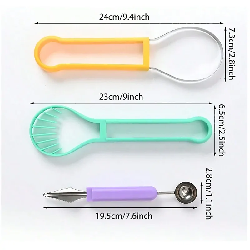 Multifunkčný krájač na krájanie a zdobenie ovocia 3v1