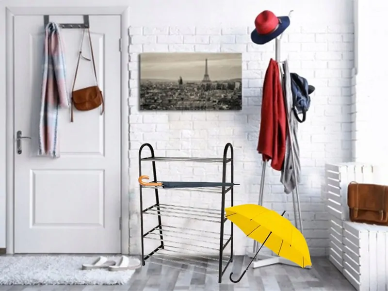 Kovový regál na topánky čierny 79x54x28cm