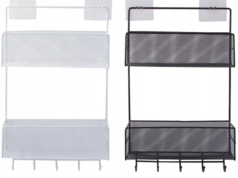 Nástenná kovová polica s vešiakmi 42x26x13cm