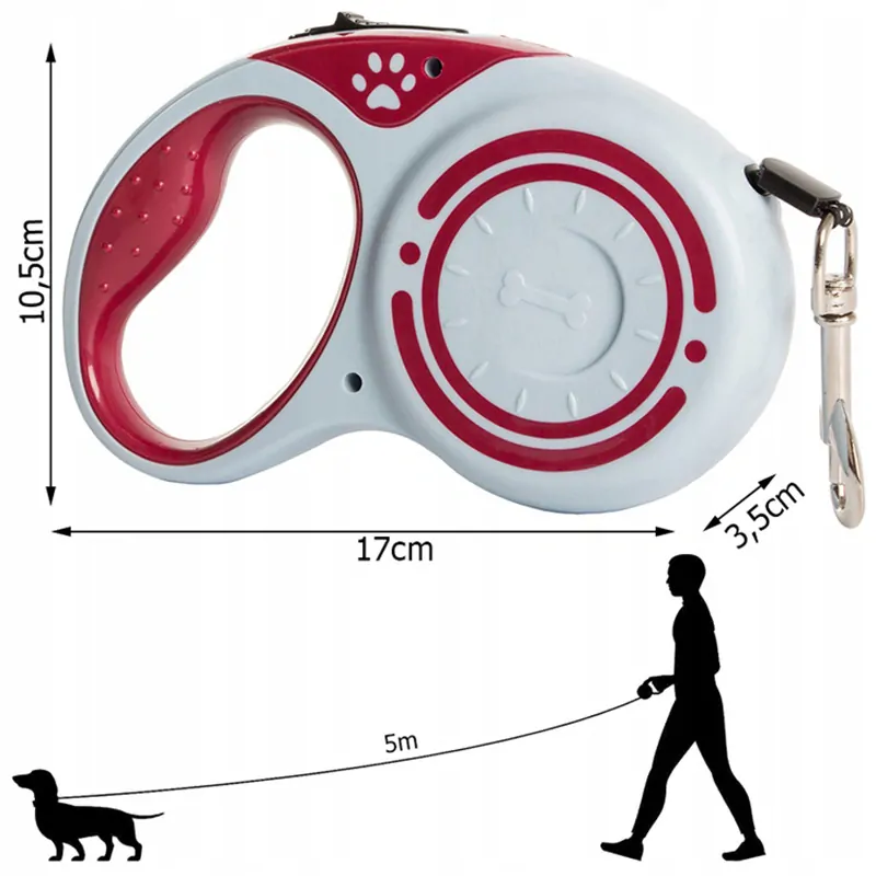 Vodítko pre psa 5m do 15kg červené
