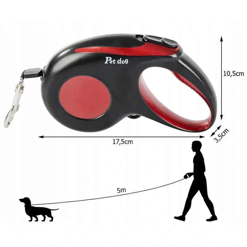 Vodítko pre psa 5m do 15kg červené