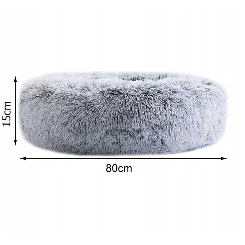 Plyšový pelech pre zviera okrúhly 80cm svetlosivý