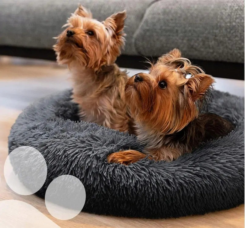 Plyšový pelech pre zviera okrúhly 50cm tmavosivý