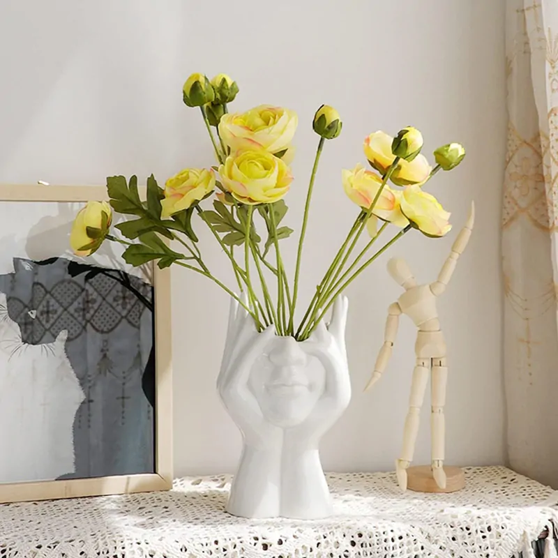 Kvetináč v tvare tváre biely 18cm