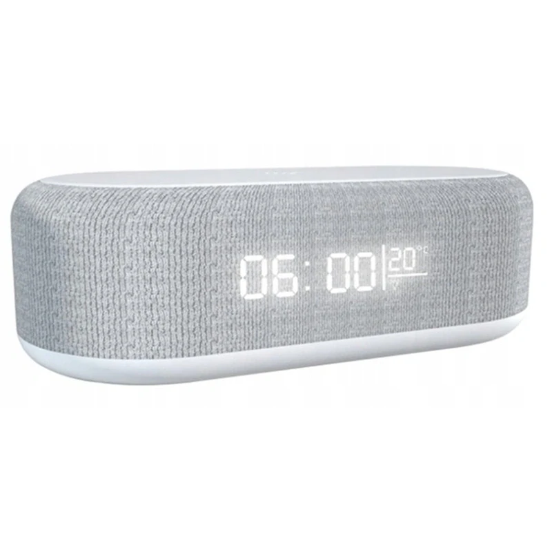 Nočná lampa s bezdrôtovou nabíjačkou, budíkom, BT reproduktorom a teplomerom