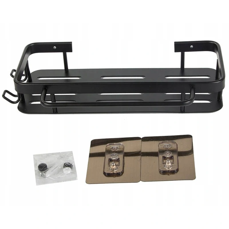 Nástenná polica do kúpeľne čierna 30x13x5cm