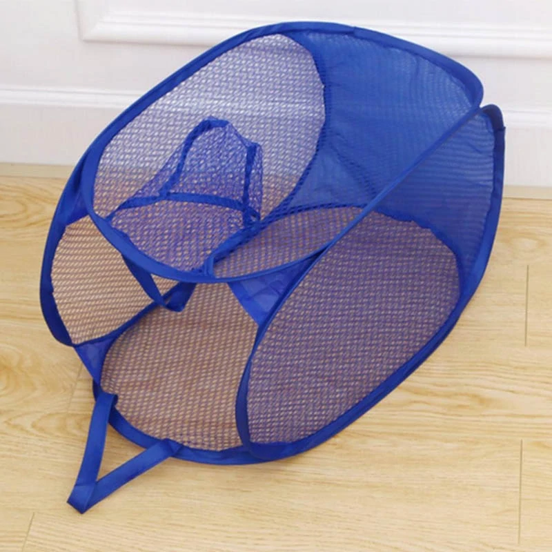 Kôš na prádlo zo sieťoviny 65L modrý