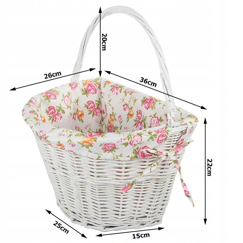 Kôš na bicykel prútený s rúčkou