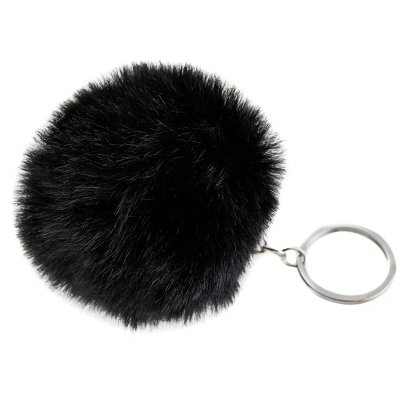 Prívesok na kľúče s kožušinkou čierny