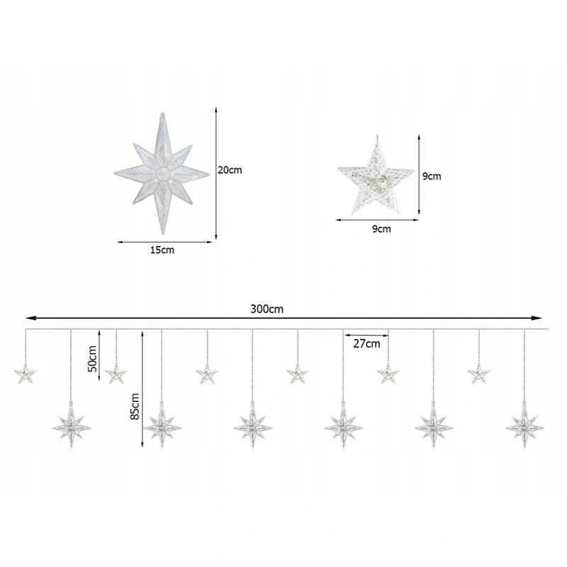 Svetelný záves hviezdy 138 LED biela teplá
