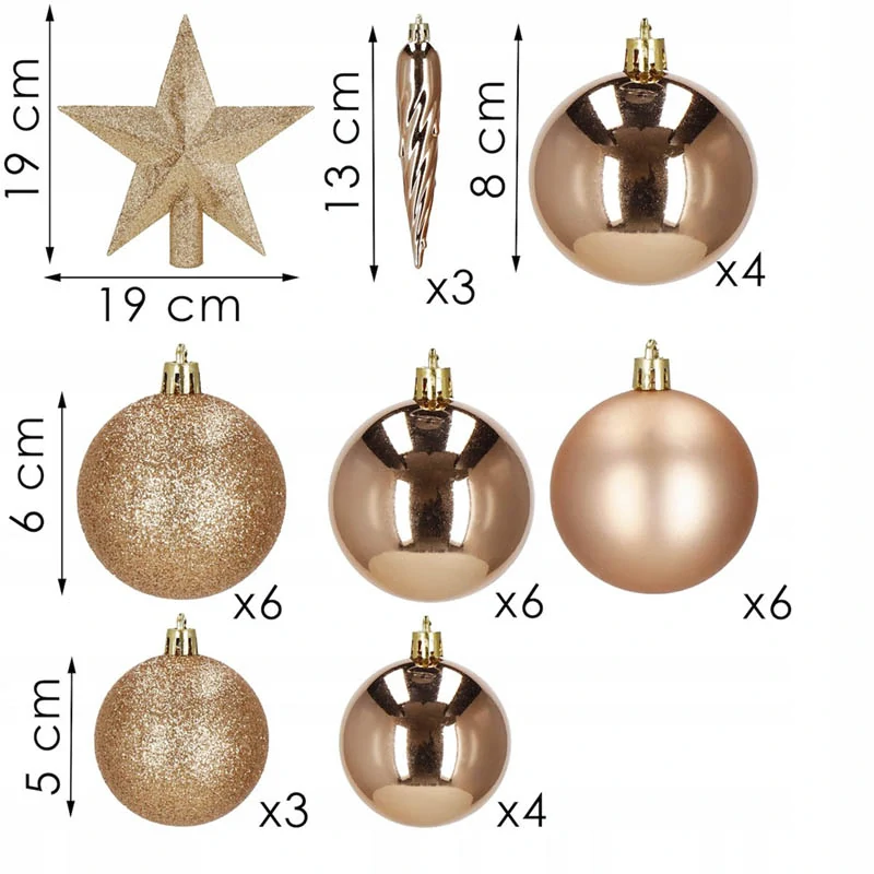 Ozdoby na vianočný stromček 33ks zlaté