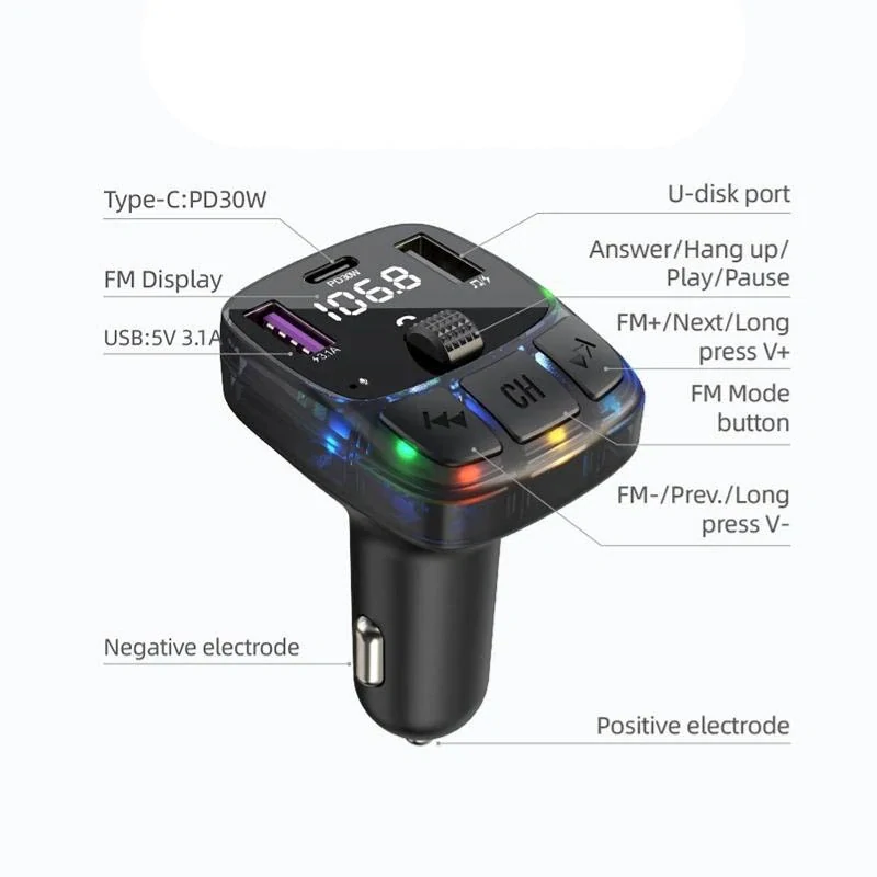 Bluetooth transmitter do auta CS13 s duálnou USB nabíjačkou