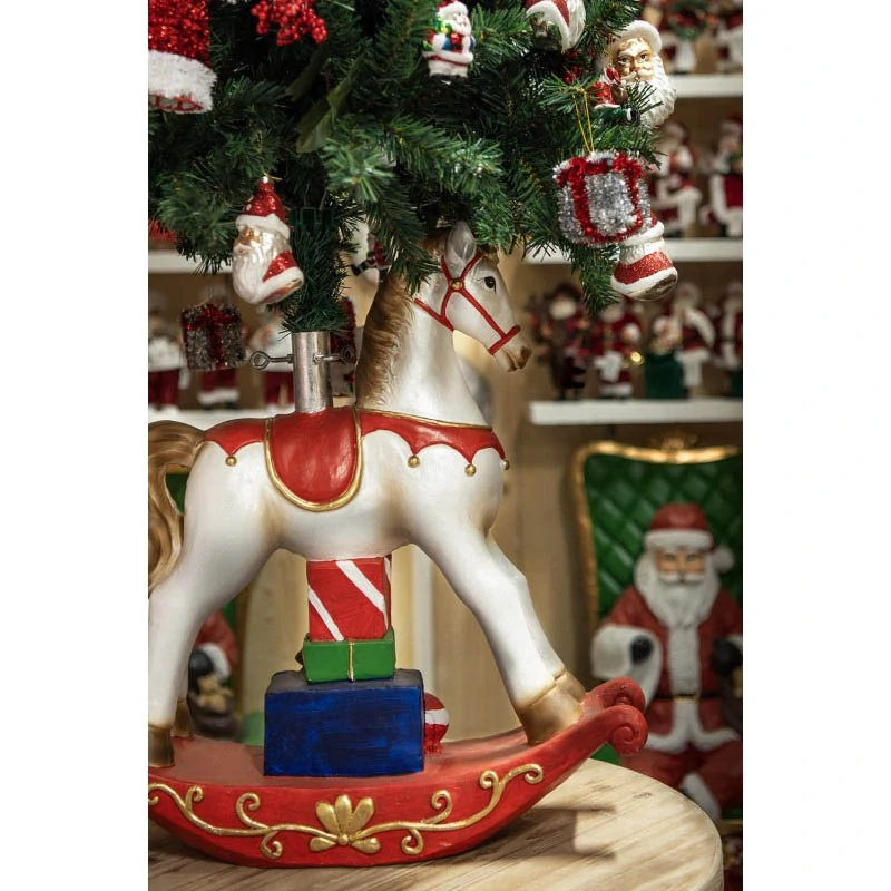 Stojan na vianočný stromček v tvare hojdacieho koníka – 69 × 64 × 19 cm