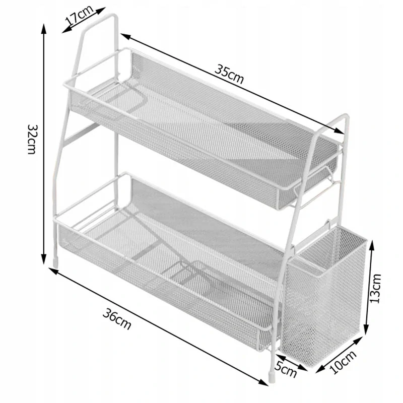 Kovový organizér do kuchyne a kúpeľne 32 x 36 x 17cm biely