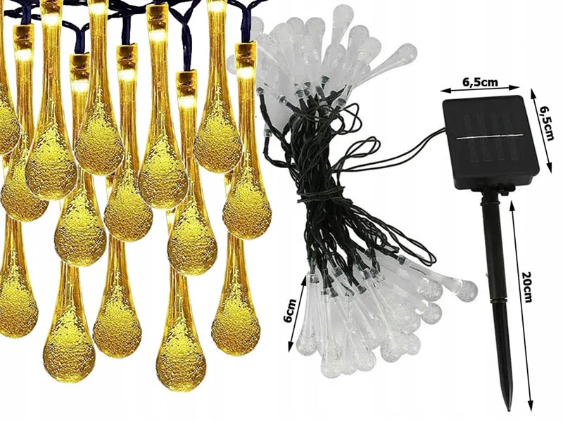 Záhradná solárna girlanda 20 LED kvapky