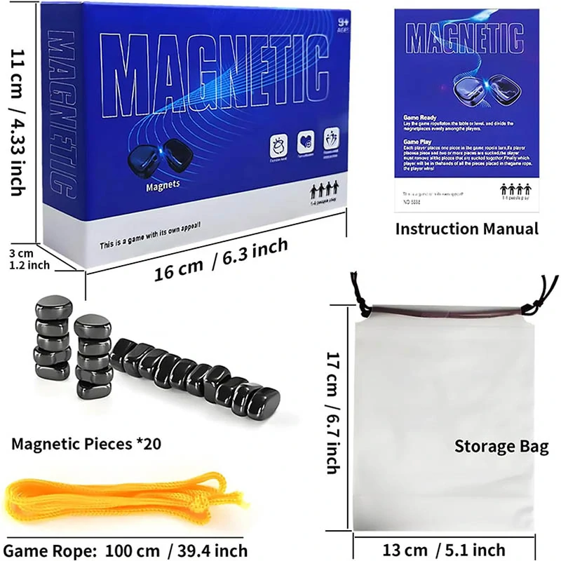 Magnetická strategická hra s kameňmi a šnúrkou