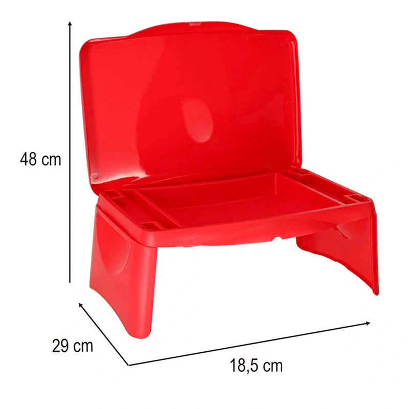 Cestovný skladací stolík do auta pre deti s úložným priestorom – červený