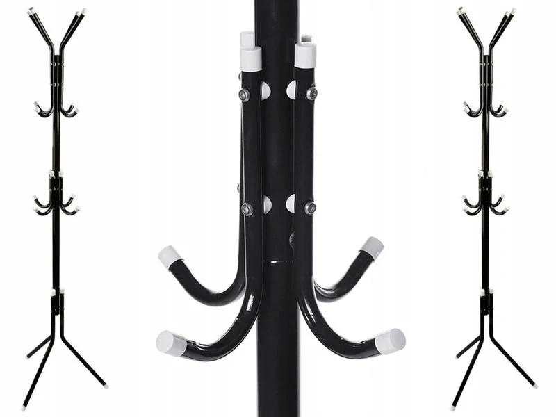 Stojanový vešiak na oblečenie – kovový čierny 174 cm