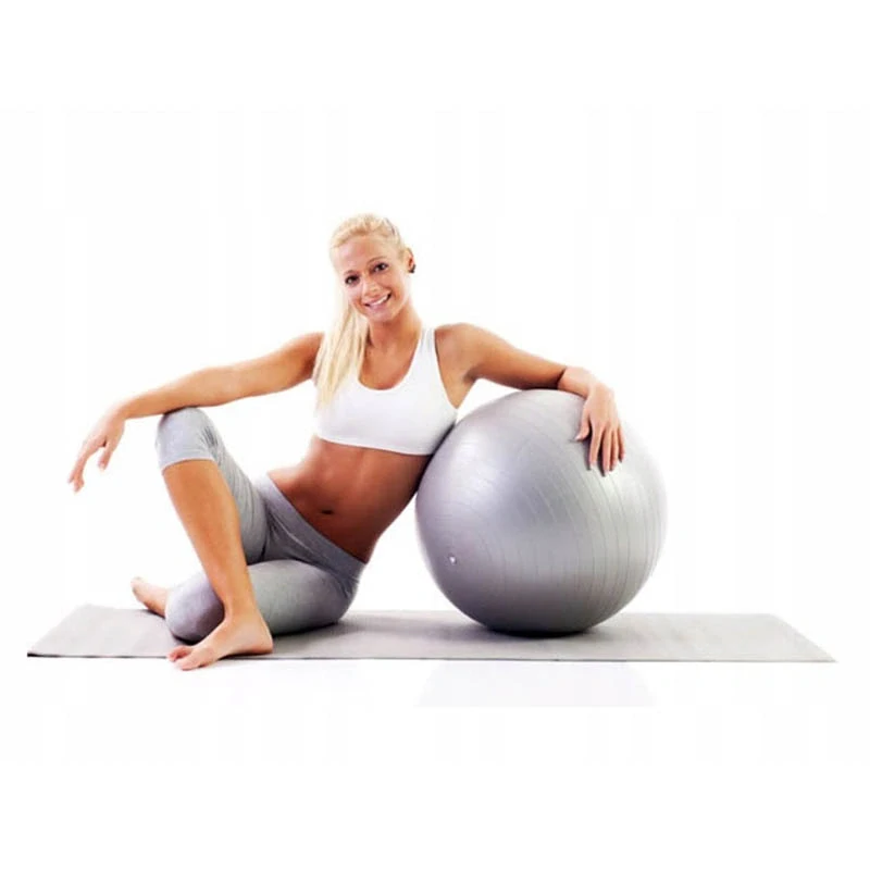Gymnastická fitness lopta 65 cm rehabilitačná strieborná s pumpouIdeálna na cvičenie doma aj v rehabilitácii