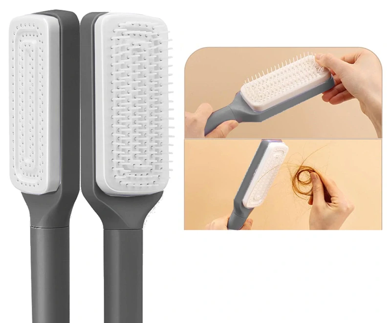 Samočistiaca kefa na vlasy proti elektrizovaniu tmavosivá