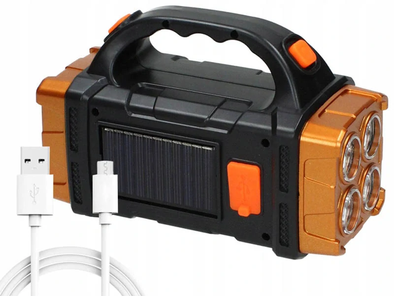 Solárna prenosná LED lampa s powerbankou zlatá