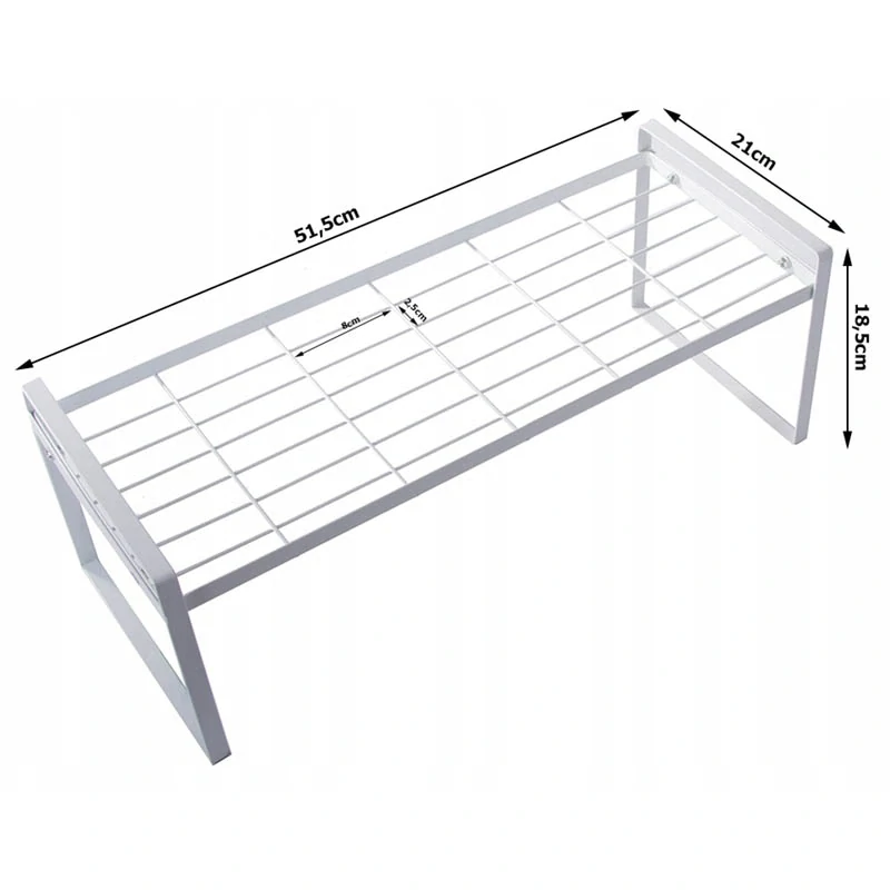 Kovová kuchynská polička 51 x 18 x 21 cm biela