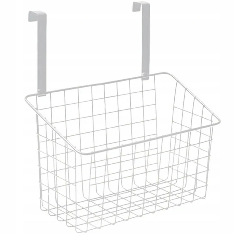 Kovový závesný košík na dvierka kuchynskej skrinky biely