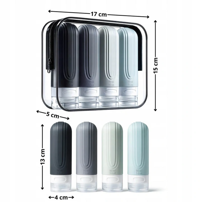 Silikónové cestovné fľaštičky do lietadla 100 ml