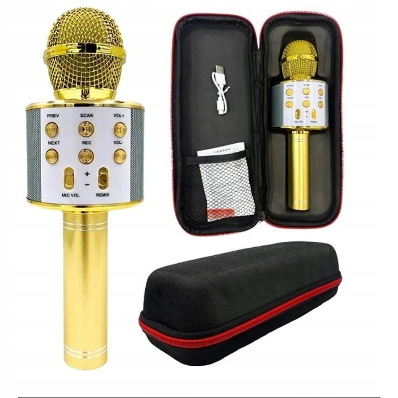 Karaoke mikrofón s puzdrom zlatá