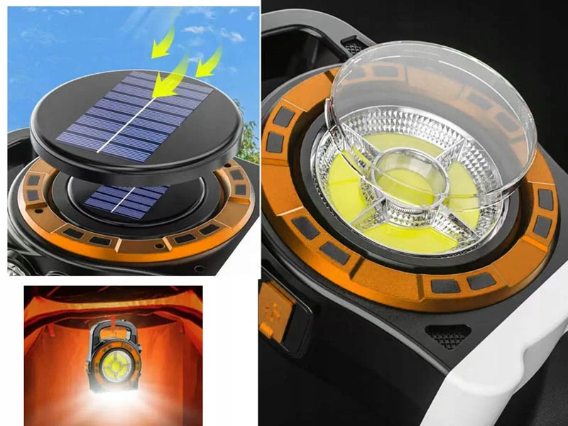 Solárna LED lampa s powerbankou 20 W zlatá