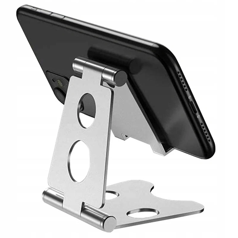 Kovový stojan na telefón a tablet strieborný