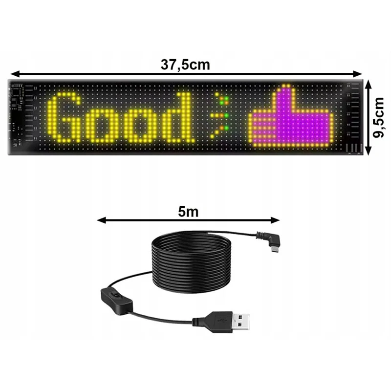 LED panel 16×64 programovateľný na sklo auta