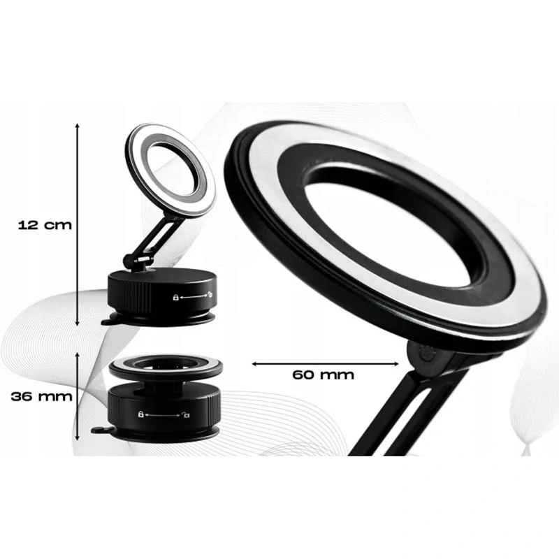 Magnetický držiak na telefón do auta, nastaviteľný, čierny