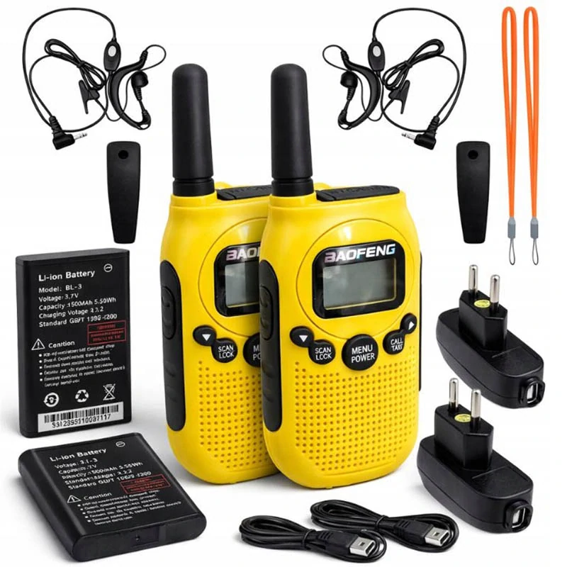 Vysielačky Baofeng BF-T6 – žlté, sada 2 ks