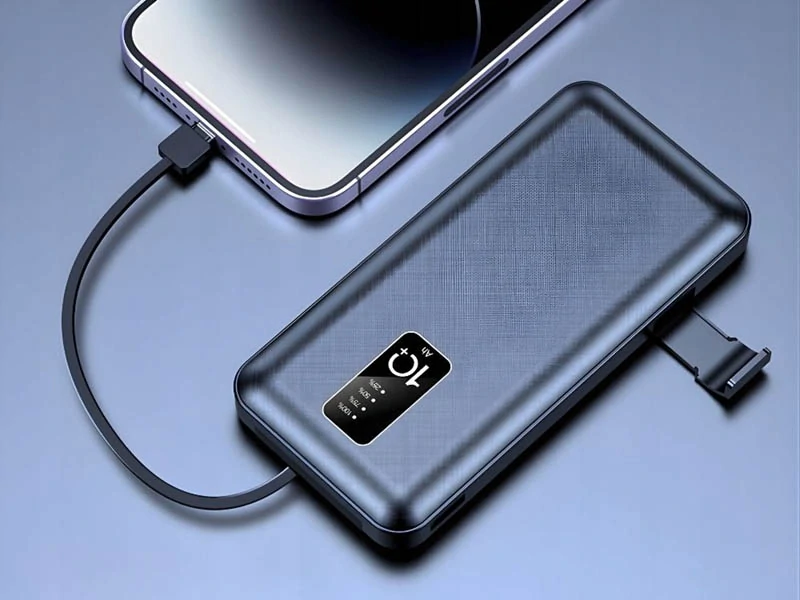 Powerbanka 10000 mAh s integrovanými káblami čierna