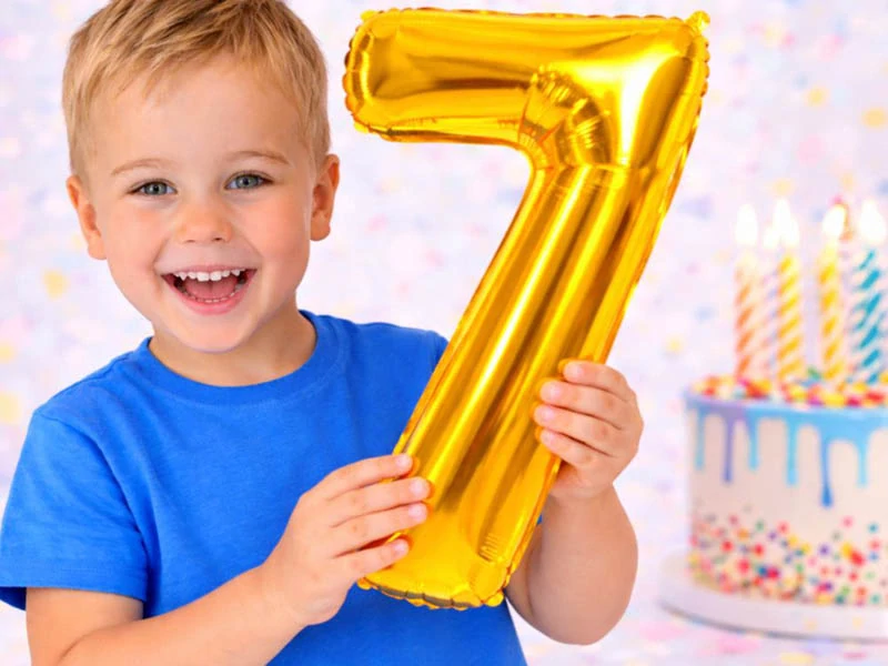 Fóliový balón číslo 7 zlatý 66 cm