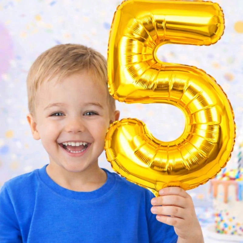 Fóliový balón číslo 5 zlatý 66 cm