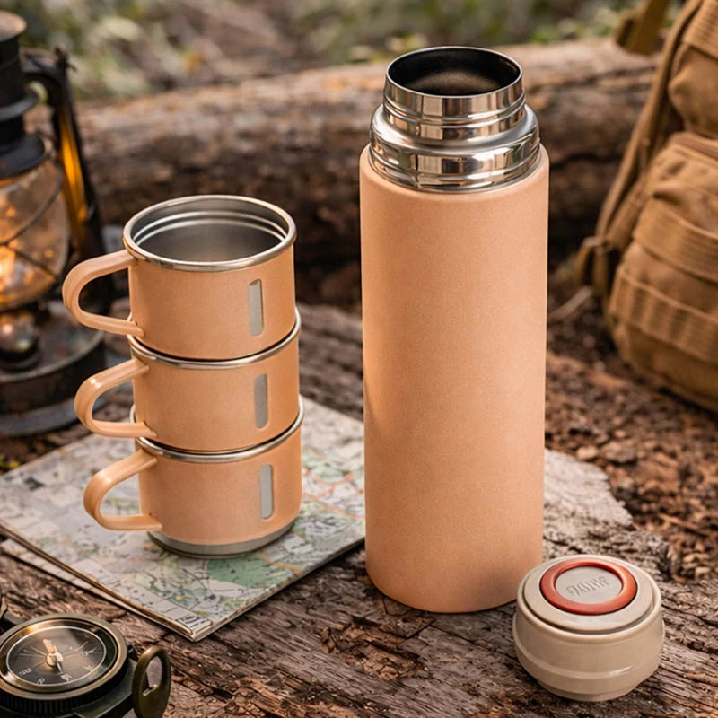 Termoska 400 ml s 3 pohármi ružová