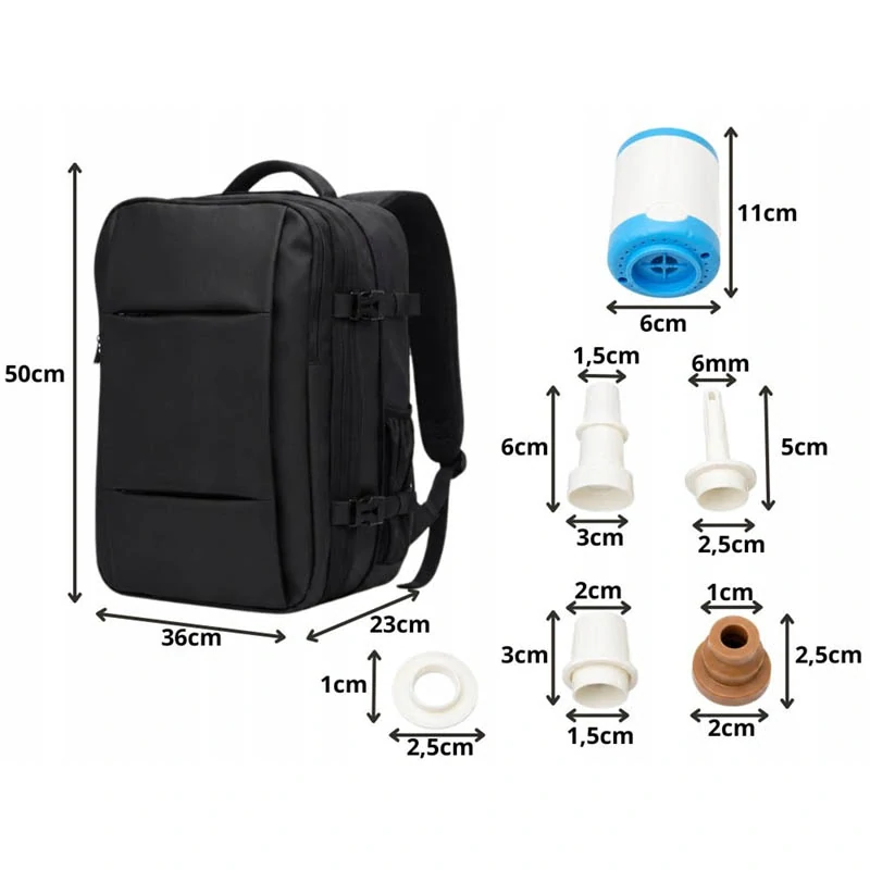 Cestovný batoh s vákuovou kompresiou a USB