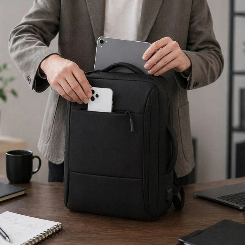 Biznis batoh na notebook USB čierny