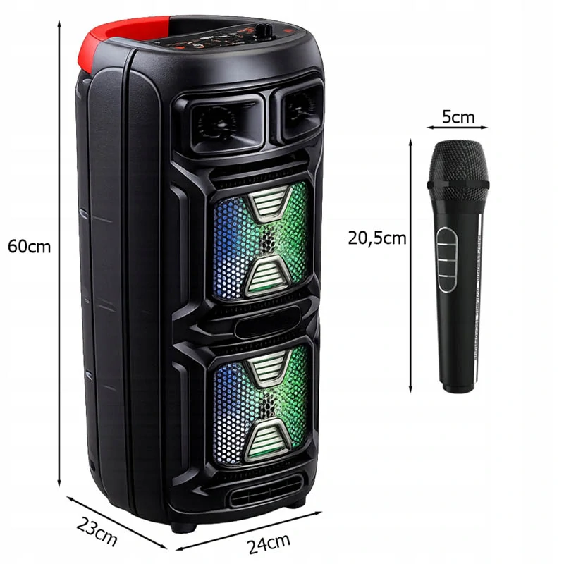 Bezdrôtový Bluetooth mikrofón s reproduktorom karaoke 60 cm 40W