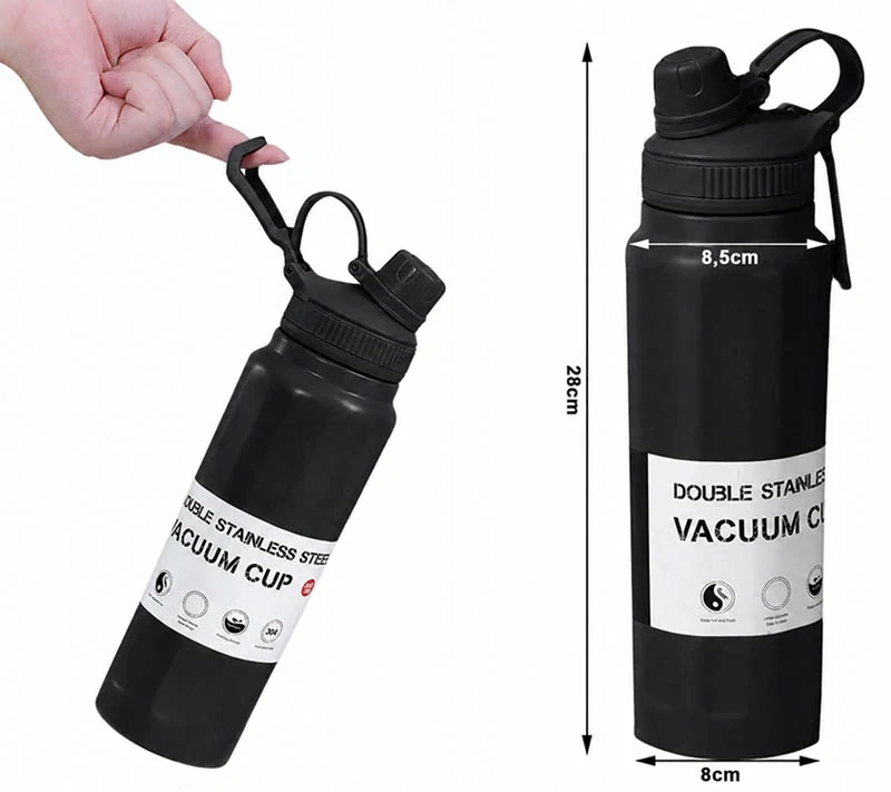 Nerezová termoska s náustkom 700 ml čierna