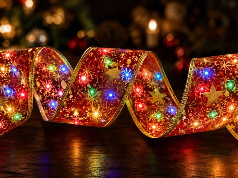 Vianočná LED stuha na stromček 4 m červená