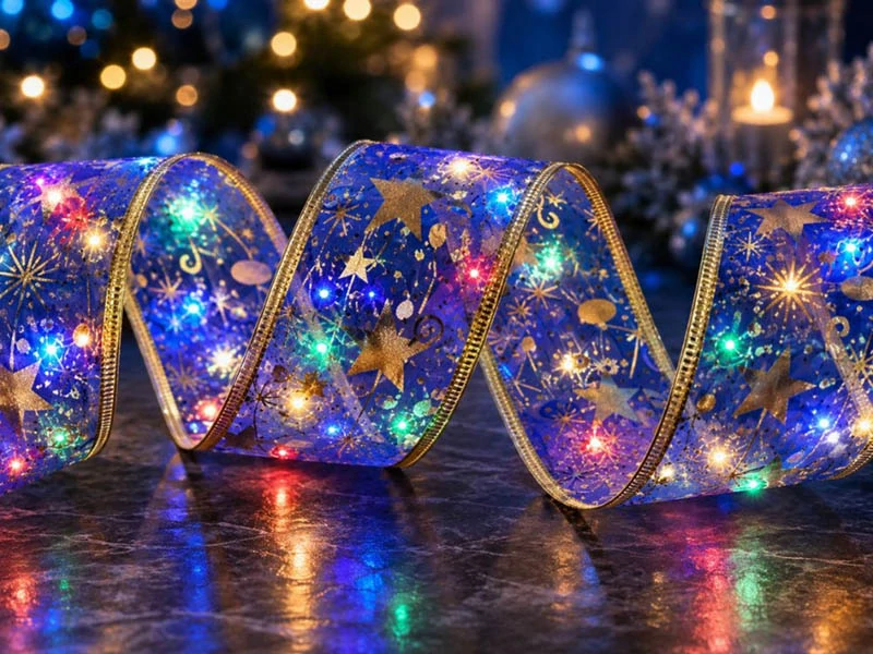 Vianočná LED stuha na stromček 4 m fialová